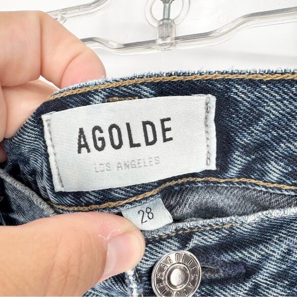 AGOLDE *Altered* 90's Pinch Waist High Rise Straight Cut Off Shorts Navigate 28 - Picture 11 of 16